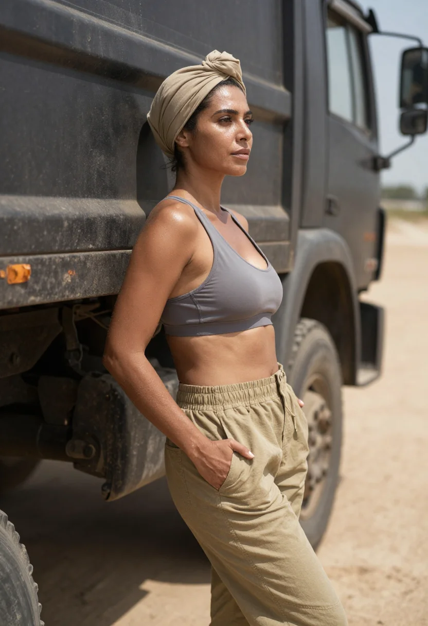AI desert breakdown sample — portrait of a woman, full side-profile frame of a grown woma