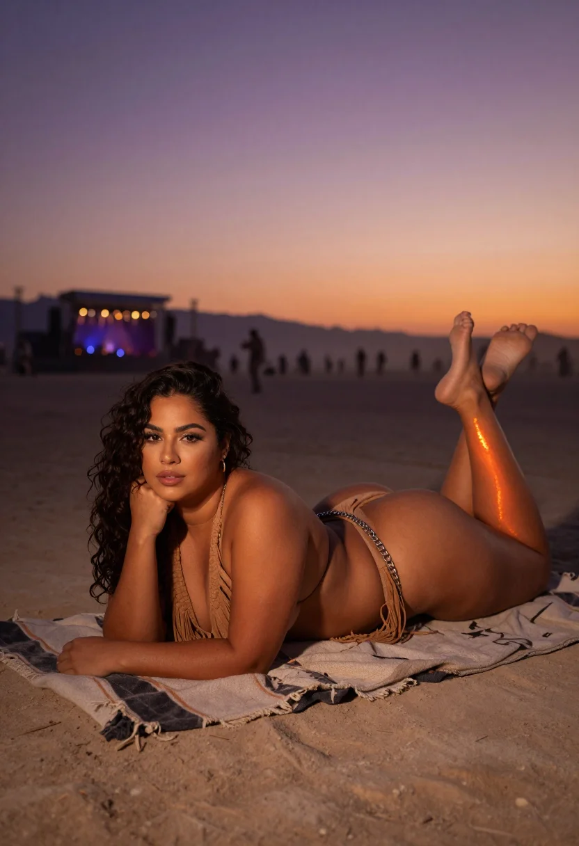 AI festival desert sample — Portrait of a curvy Latina woman with warm golden-brown complexion