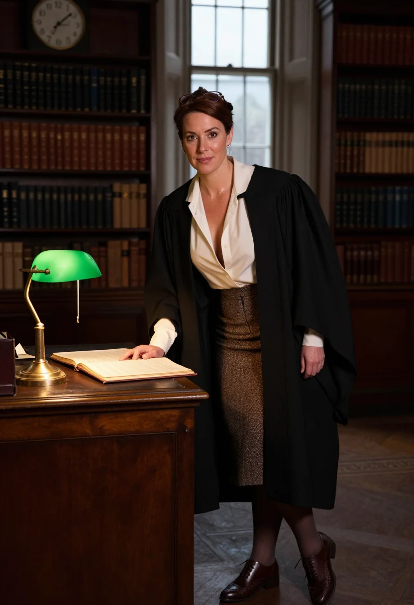 AI academic gown sample — portrait of a woman, an adult English woman with warm golden