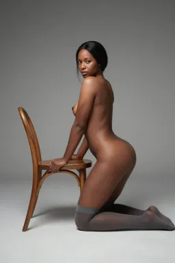 AI hosiery campaign sample — portrait of a woman, full-length portrait of an adult Ethiop