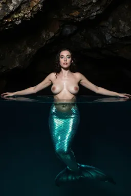 AI mermaid sample — Portrait of a petite French mermaid with warm fair complexion