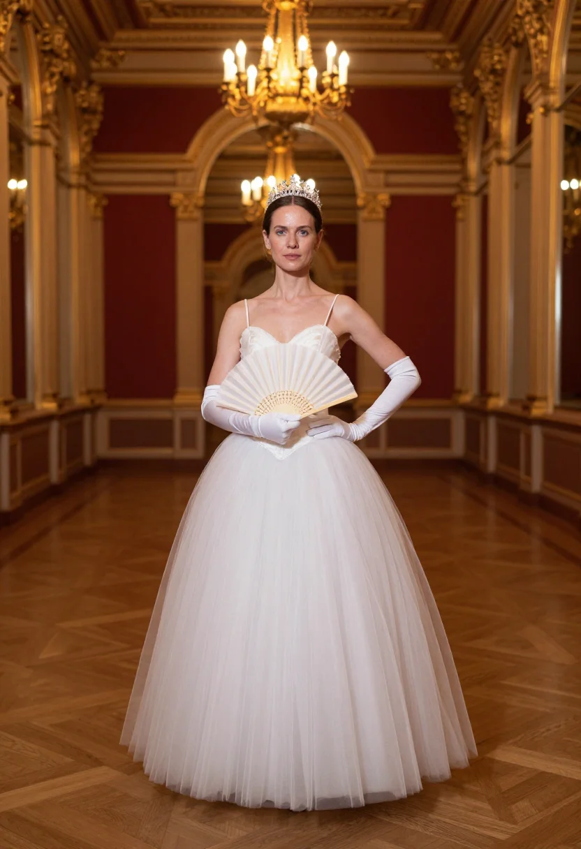 AI opernball debutante sample — portrait of an adult woman, full-length three-quarter portra