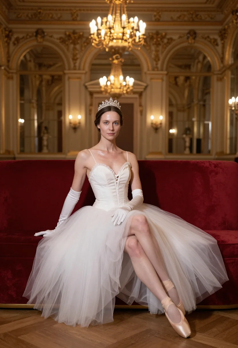 AI opernball debutante sample — portrait of an adult woman, full-length seated portrait of a