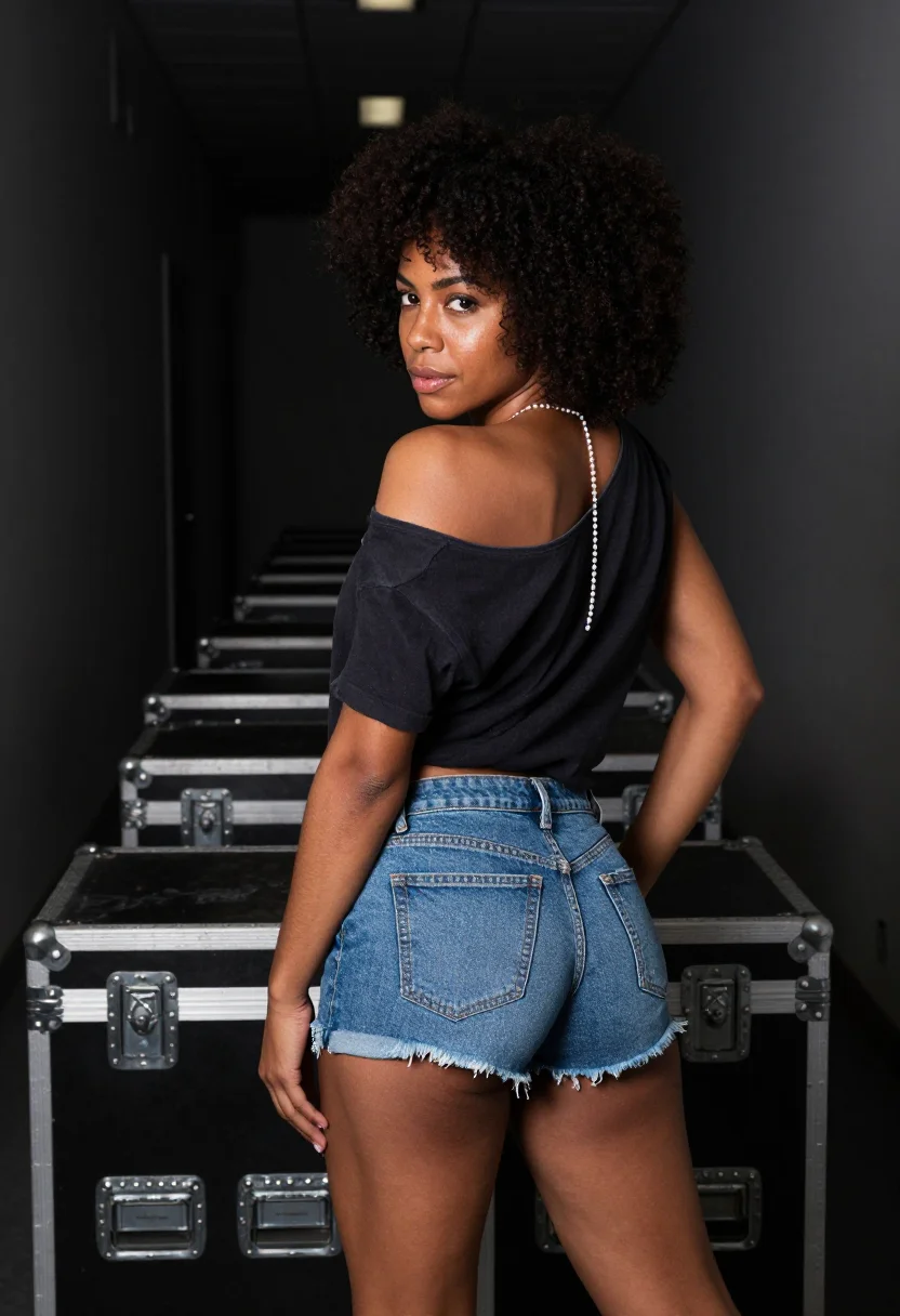 AI groupie sample — photographic portrait of an adult woman, shot three-quarter