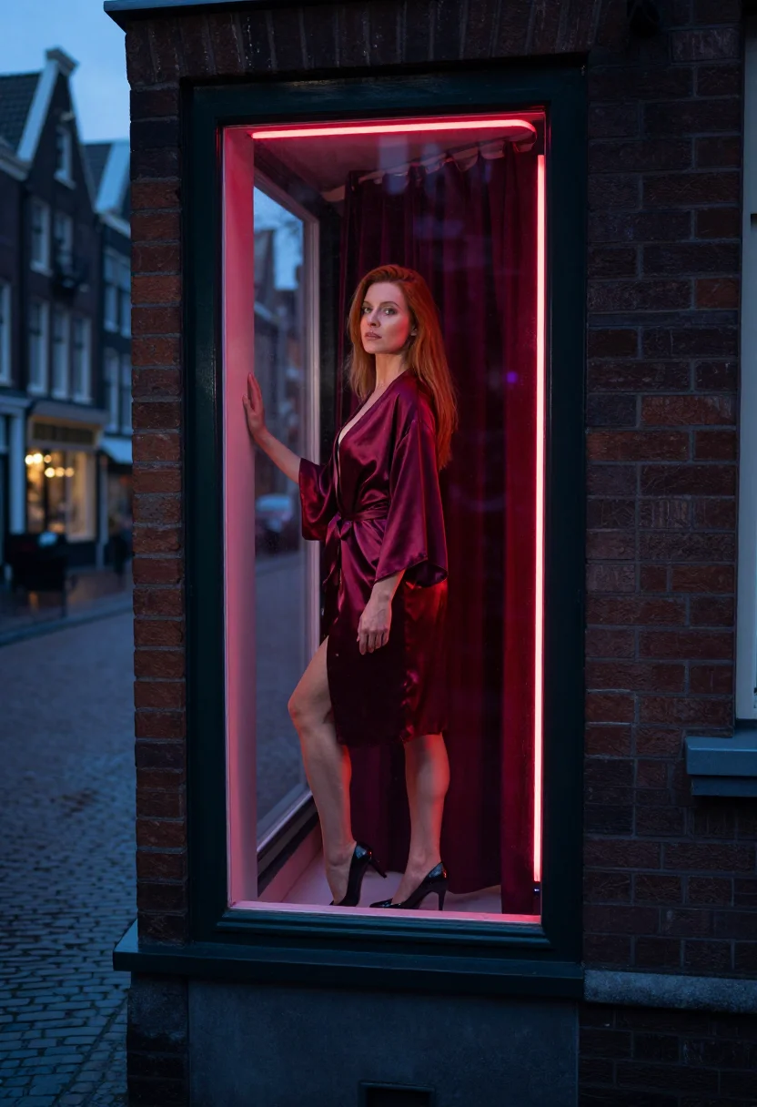 AI red light window sample — portrait of a woman, full-length portrait of a Polish woman