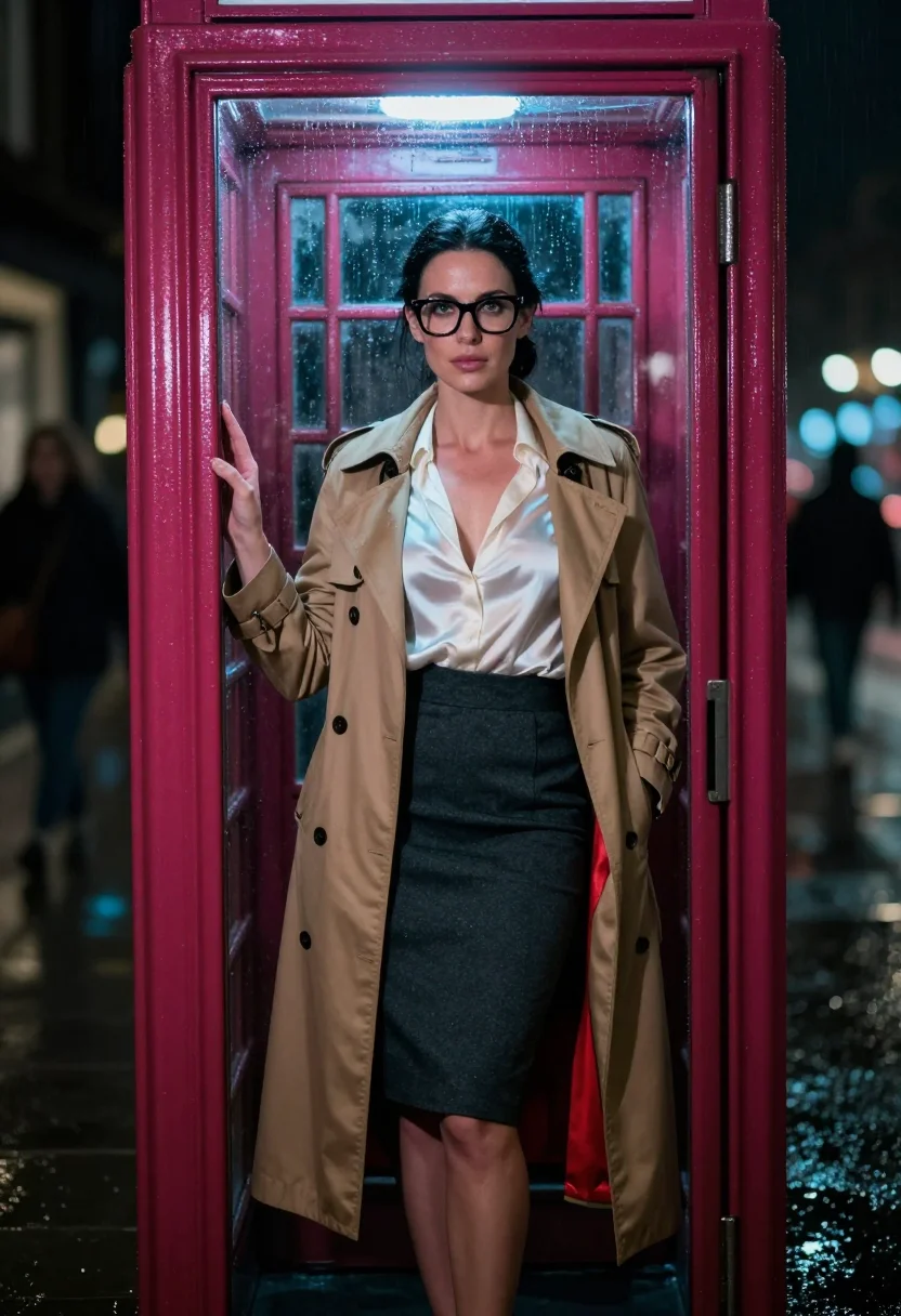 AI phone booth change sample — portrait of a woman, an adult woman of Western-European ance