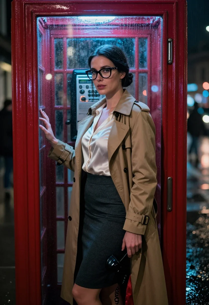 AI phone booth change sample — portrait of a woman, an adult woman of Western-European ance