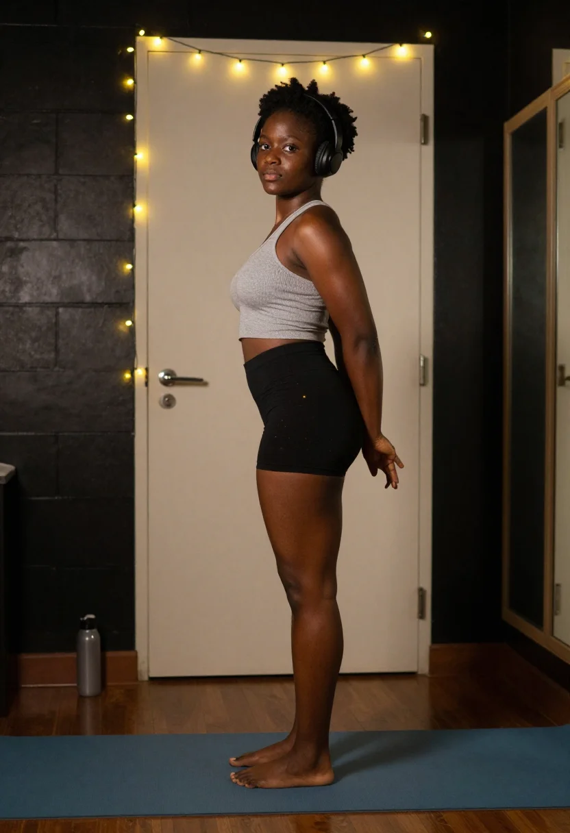 AI dorm room sample — portrait of an adult woman, full-length portrait of a Nigeri